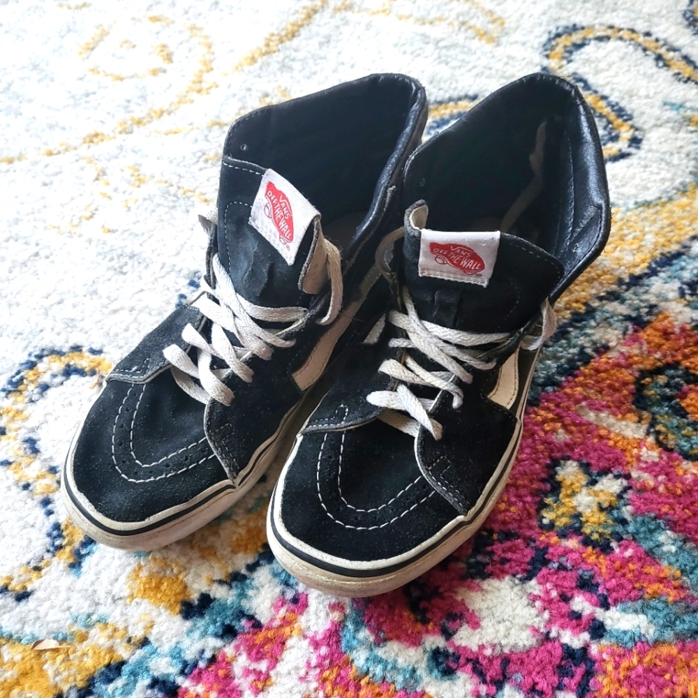 Vans high top sneakers black white sz 7 Women's, 5.5 men's unisex skater
